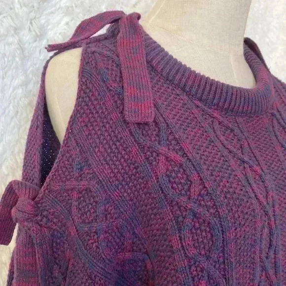 PROJECT NAADAM Cotton Blend Chunky Knit Tie Sleeves Pullover Sweater Top - Picture 4 of 11